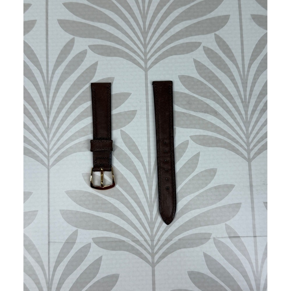 Polo Ralph Lauren Brown Leather Watch Strap 18mm Gold Tone Buckle Replacement